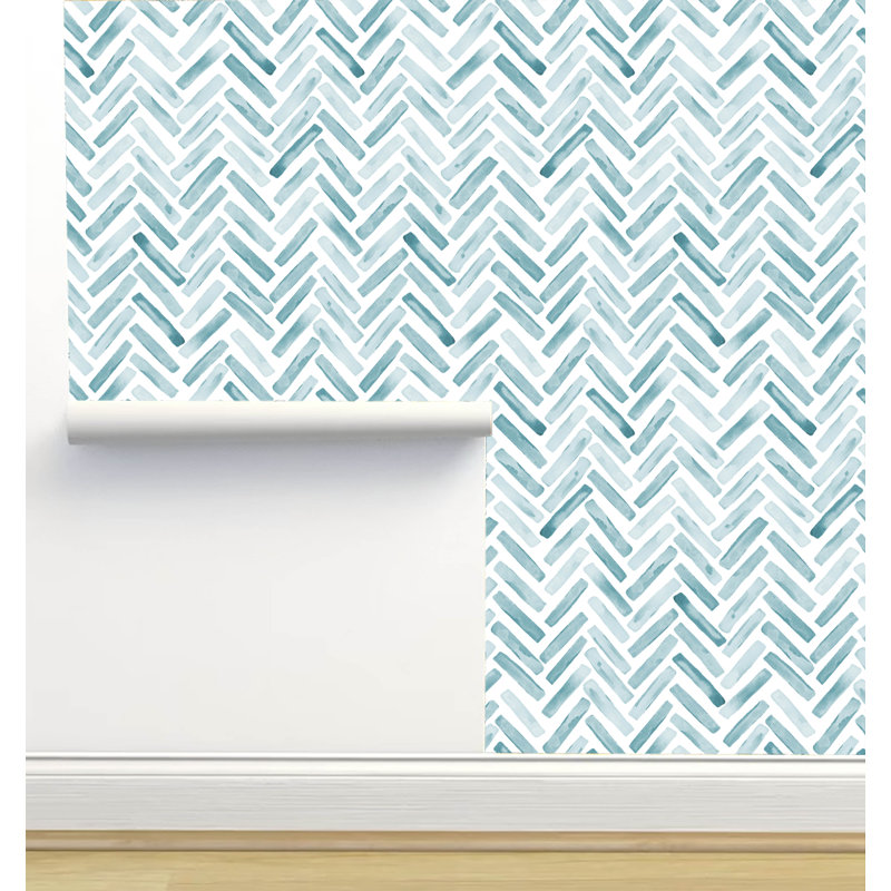 Rouleau de papier peint texturé L 12 pi x l 2 po Erin Kendal Designs, Chevron bleu