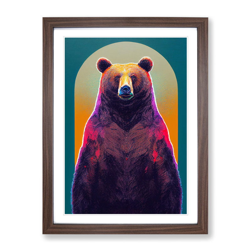 Tall Bear - Single Picture Frame Print, 64cm H x 46cm W x 2cm D, Walnut Framed