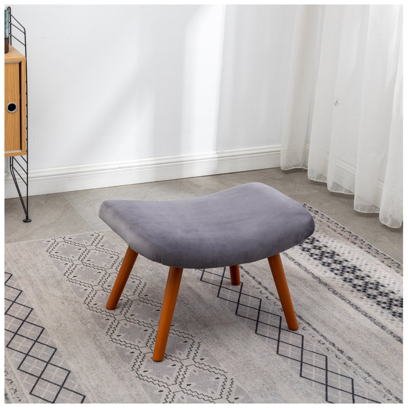 Ensemble de fauteuil d'appoint et repose-pieds en velours soyeux Leiria, Gray Velvet/Polyester