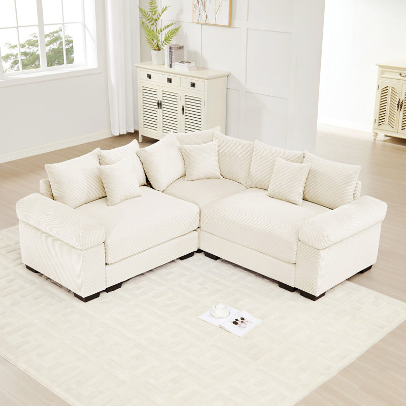 Canapé modulaire modulaire, canapé d'intérieur avec coussins décoratifs pour le salon, Beige