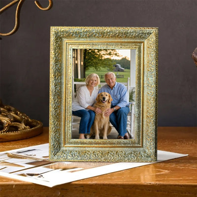 8" x 10" Antique Gold 3 PCS Ornate Picture Frame for Mantel Decor