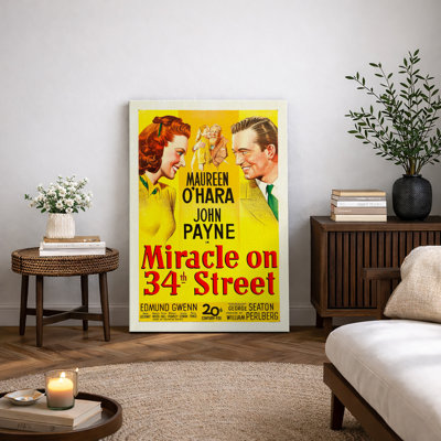 Miracle on 34th Street Classic Film Poster Artwork, Vintage Holiday Movie Pictures, Framed Canvas Giclee Print Wall Art