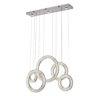 8-Light Chrome Dimmable LED chandelier With Clear Crystal Accents
