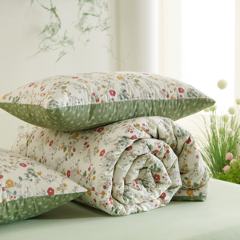 Ensemble de literie Ensemble d'édredon floral imprimé plantes vertes édredon fleurs colorées doux, léger, mignon