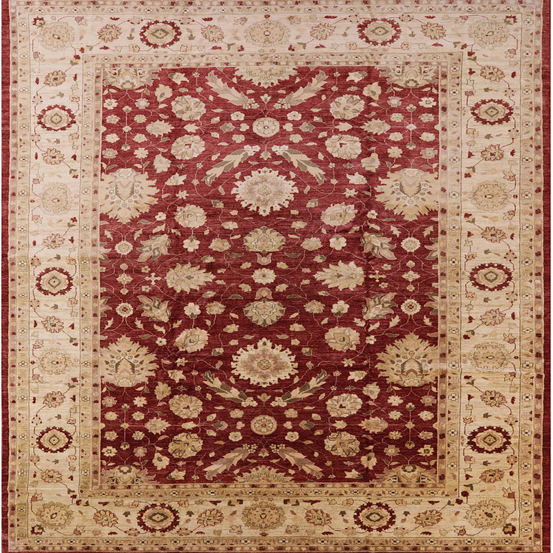 Tapis oriental beige / rouge Dirit, Carré 5 pi
