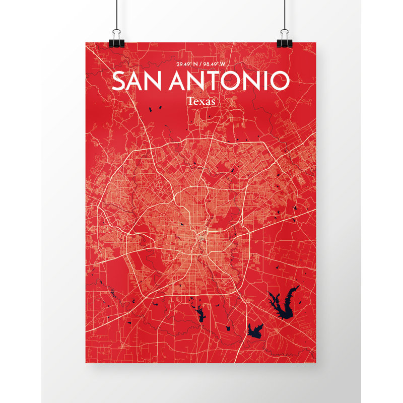 San Antonio City Map - No Frame Print, 43.2cm H x 27.9cm W x 0.13cm D