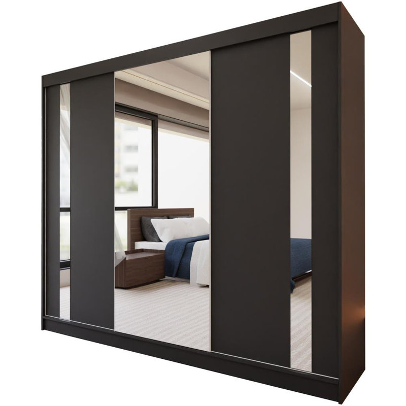 Dealie 3 Door Sliding Wardrobe, Black