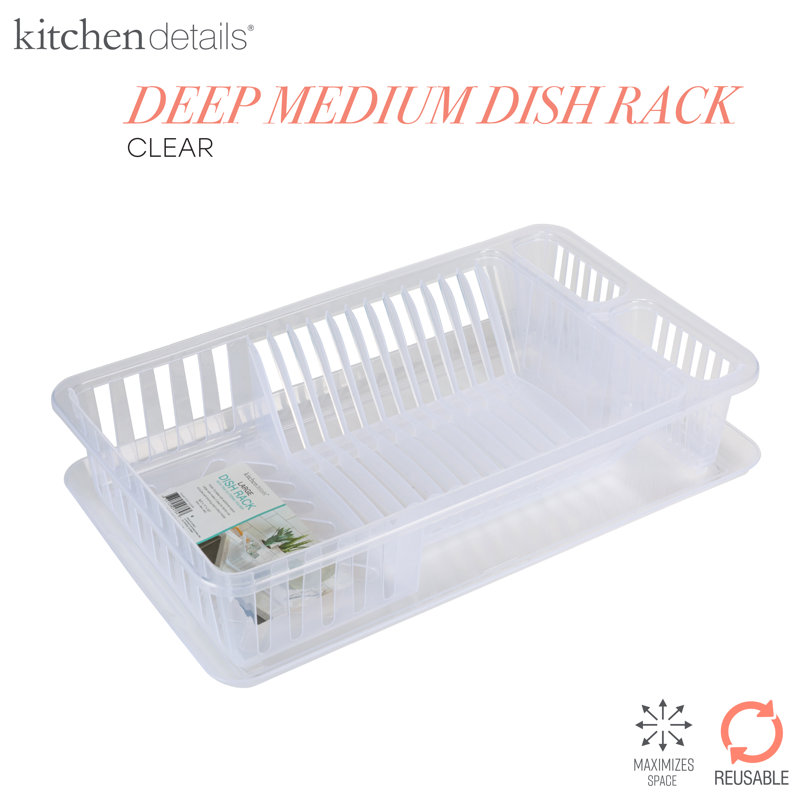 Clear Plastic Dish Rack with Utensil Cup