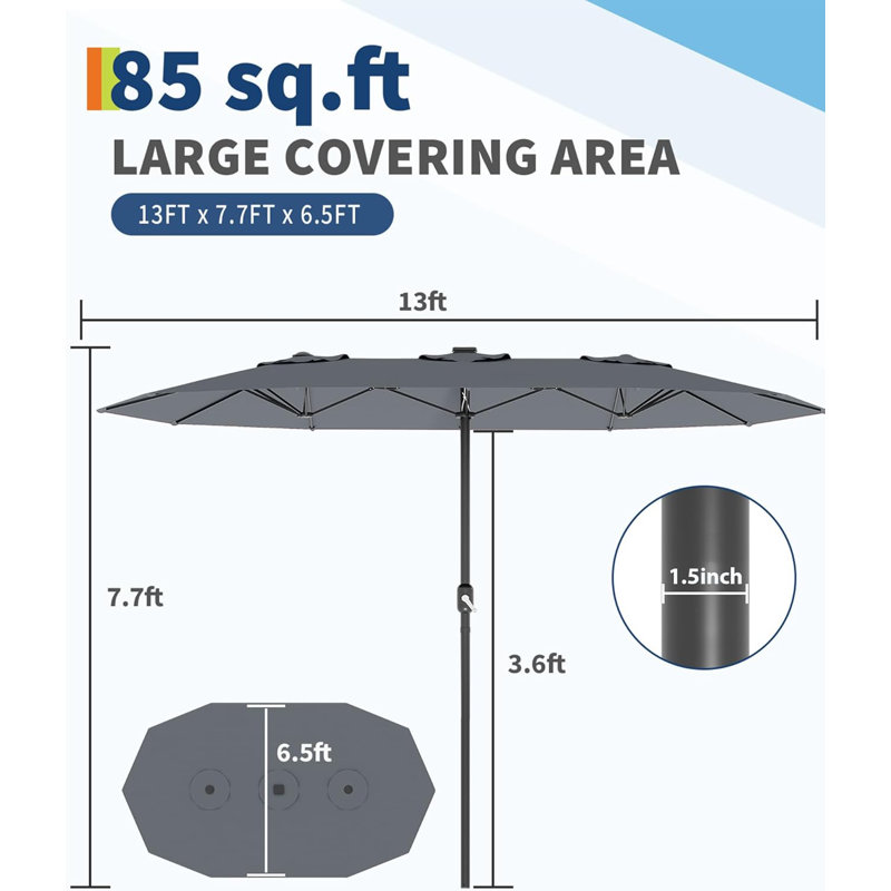 198.1cm Market Parasol, Grey