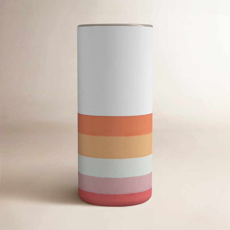 Vase de table en céramique rouge / orange / blanc 7 po