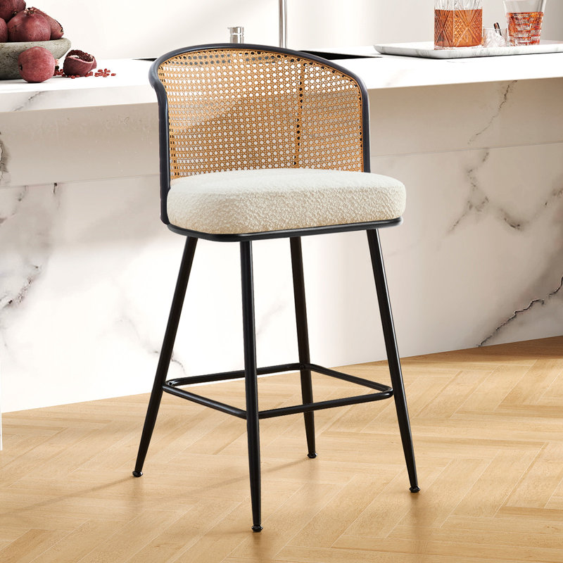 Tabouret de bar et de comptoir rembourré Cane, Blanc, 4, Tabouret de bar (siège d'une hauteur de 29 po)