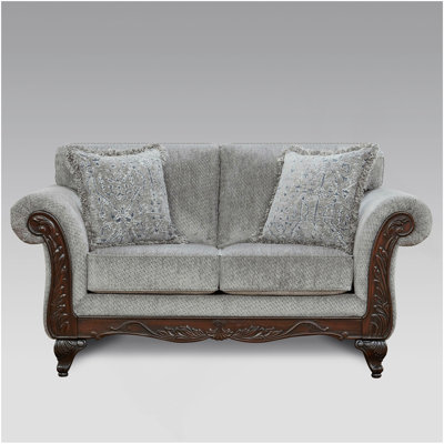 Hernen Carved Wood Frame Loveseat