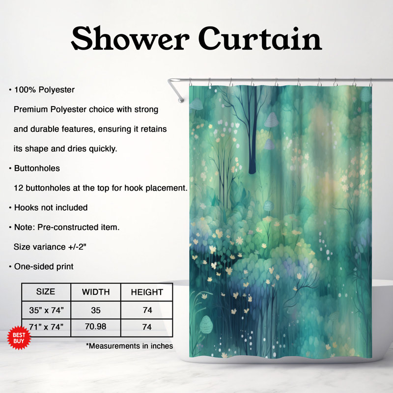 Forest Tranquility - Premium Shower Curtain, 74"H x 71"W