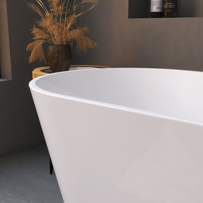 Baignoire en acrylique de 59 po pour un espace de bain idéal, Blanc brillant