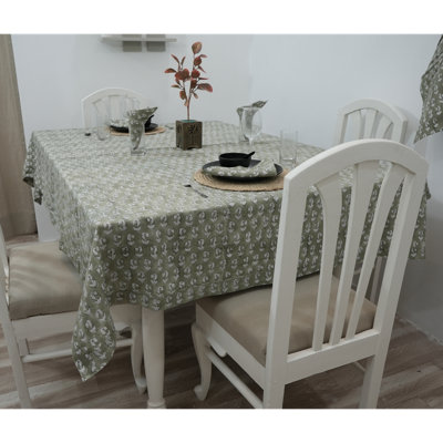 Red Barrel Studio® Artisan Block Printed Tablecloth for a Stylish Dining Experience, Superstar (8 Seater)