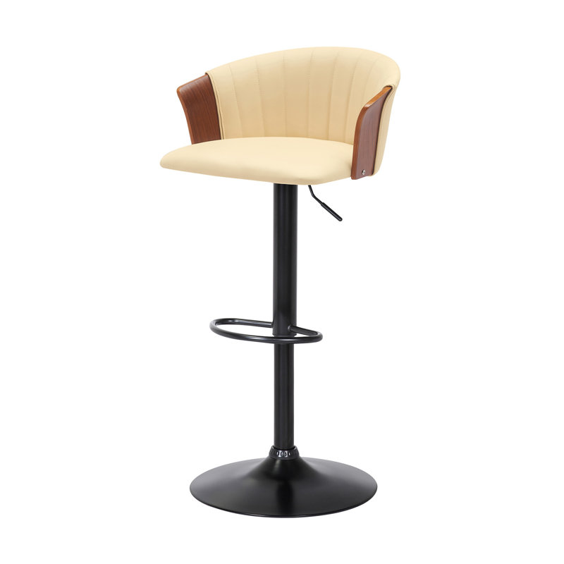 Tabouret de bar rotatif Jerahmy, Crème/brun
