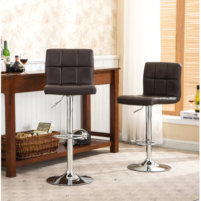 Tabouret de bar pivotant réglable en similicuir, ensemble de 2
