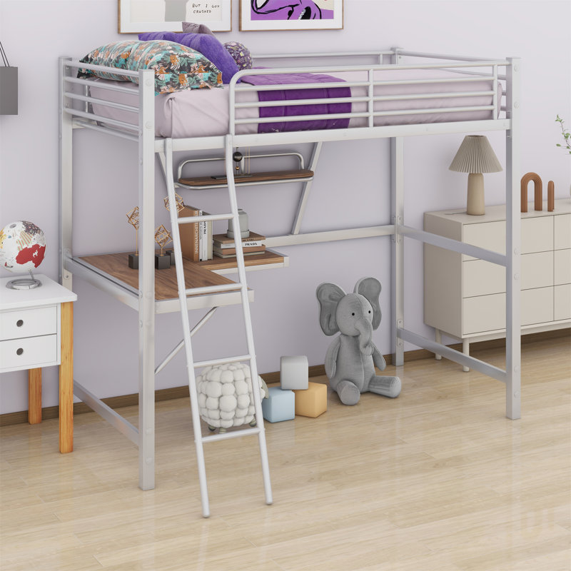 Catlyn Kids Loft Bed, Twin, Silver