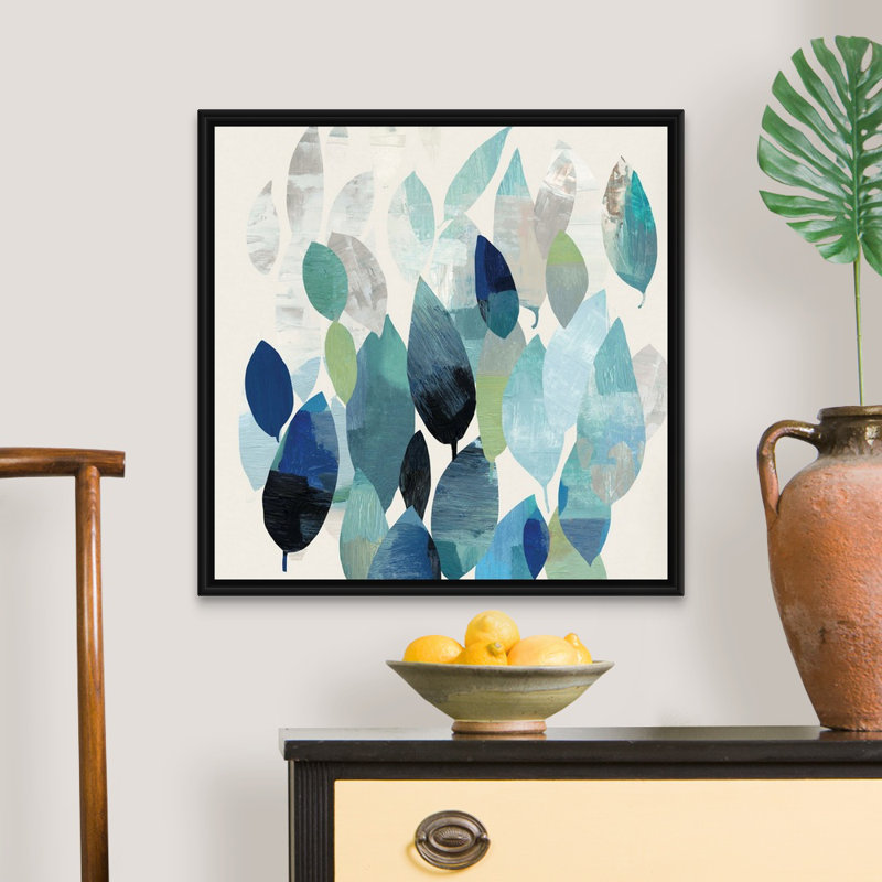 Leaf Mural I - reproduction d'art sur toile, H 26 po x l 26 po x P 1,75 po, Cadre noir