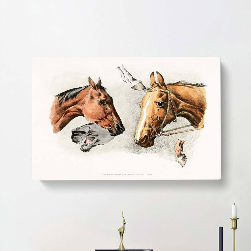 Horse Heads and Hoofs by Henry Alken - Wrapped Canvas, 40cm H x 60cm W x 3cm D