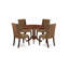 Ensemble de table de salle à manger 5 pièces moderne comprenant une table ronde en bois avec piédestal et 4 chaises rembourrées en tissu de lin brun, acajou-844682077-844682066-844682076