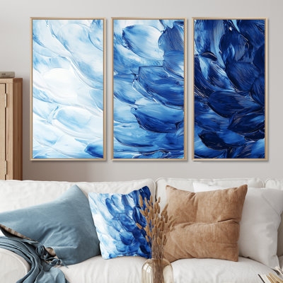 Ensemble de salon Velvet Blue Cactus Flowers II - Floral Cactus Wall Art