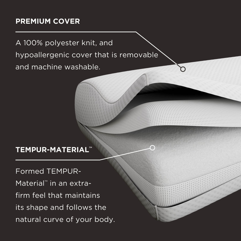 Tempur-Ergo Neck Memory Foam Extra Firm Pillow, High Profile, Single