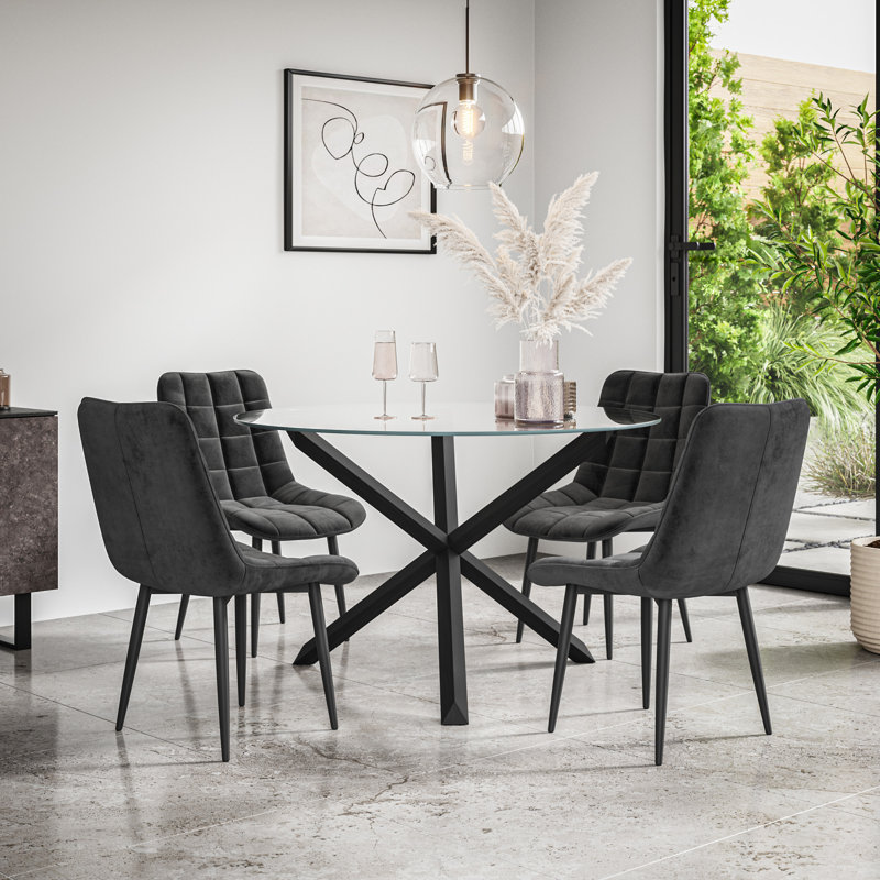 Darcus 4 - Person Dining Set, Black/Black