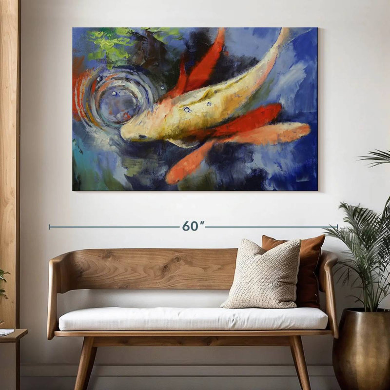 Koi et ondulations de l'eau, H 34 po x l 51 po