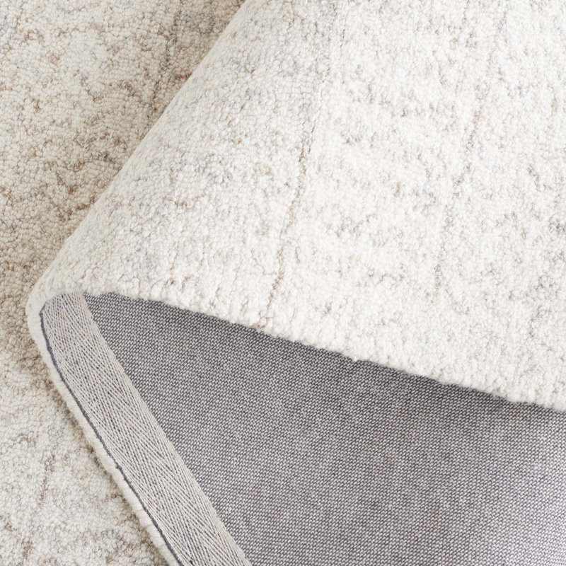 Nicolett Geometric Hand Tufted Wool Area Rug in Ivory, Rectangle 8' x 10'