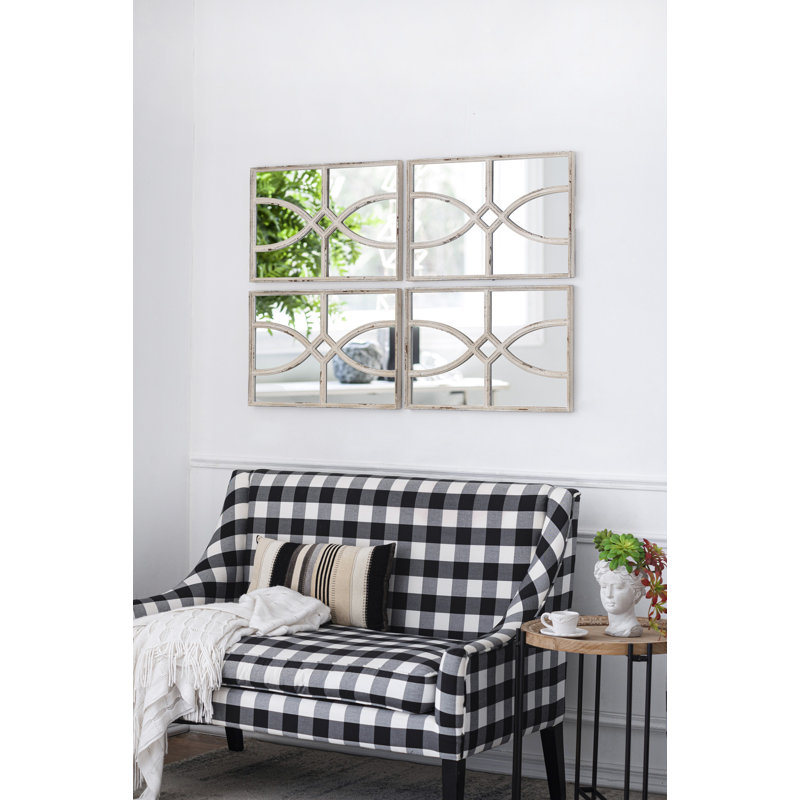 Miroirs muraux rectangulaires en bois pour le salon, Blanc