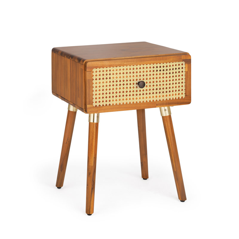Table de chevet en bois massif Beiro, Caramel