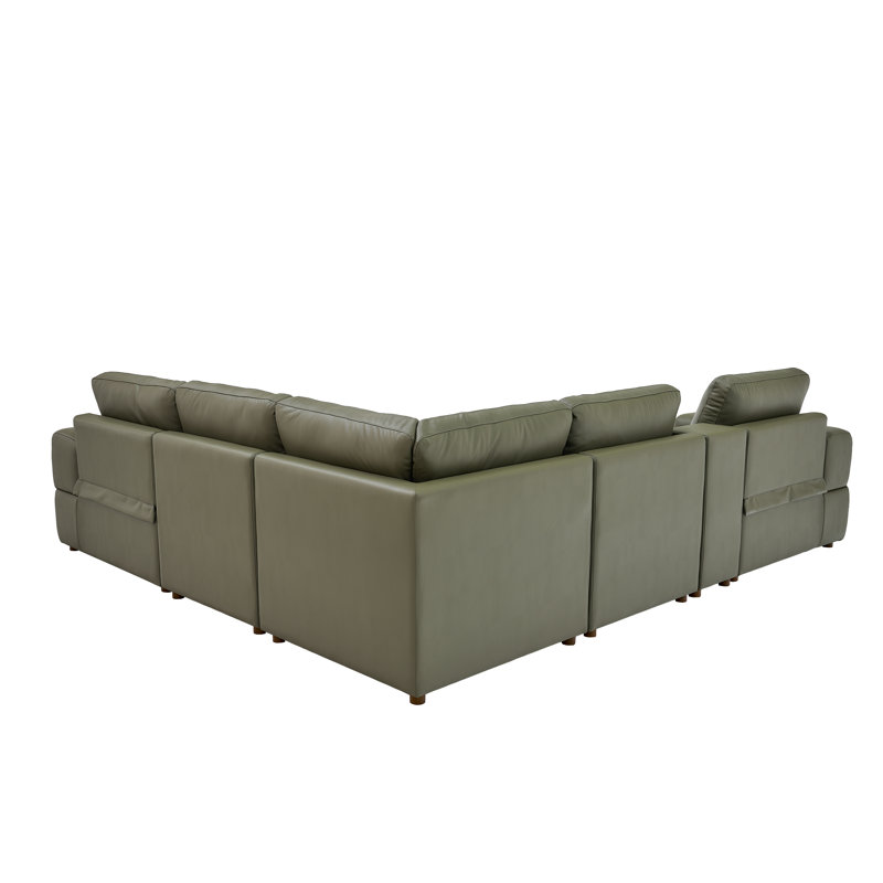 Canapé modulaire en cuir Thampstra, Olive Leather Match