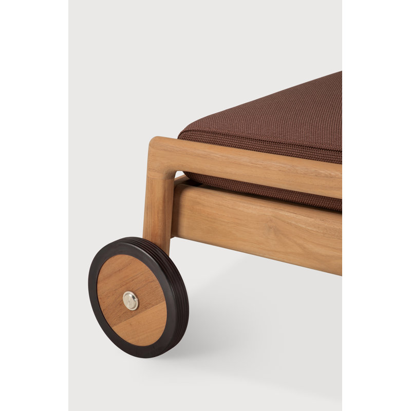 Jack outdoor adjustable lounger - teak - Burgundy fabric 216/84/34, Burgundy, Teak