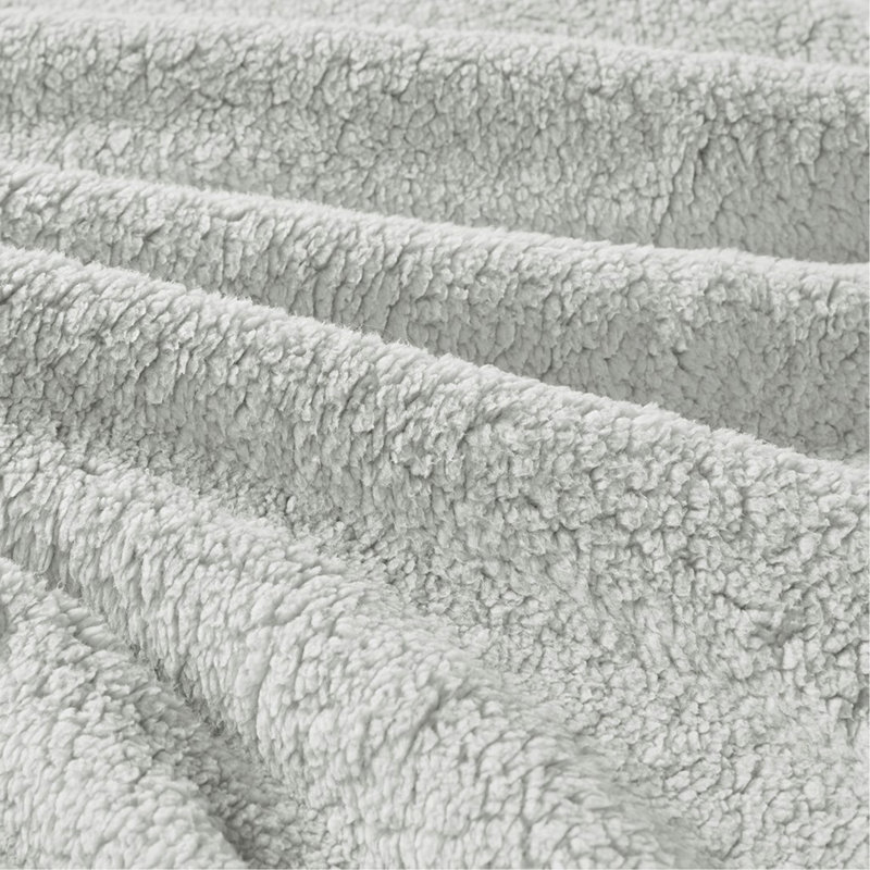Ensemble d'édredon réversible en sherpa double / grand, Gris, Édredon double / grand et 2 taies décoratives