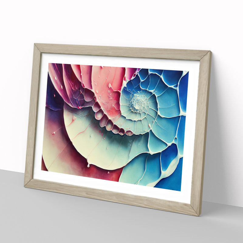 Seashell Vol.1 Abstract - Single Picture Frame Print, 25cm H x 34cm W x 2cm D, Oak