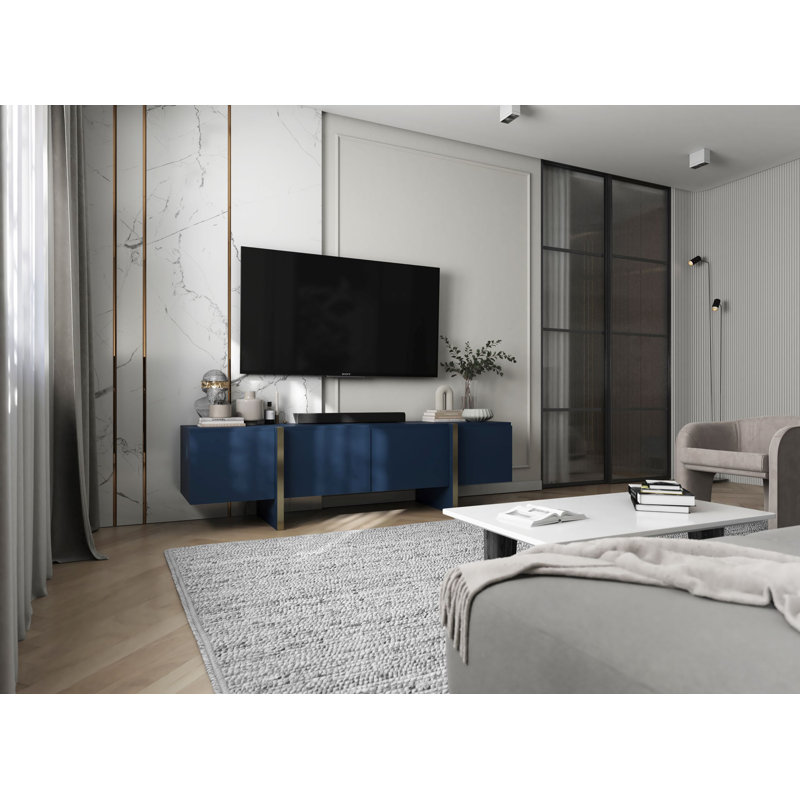 Delmon TV Stand for TVs up to 65", Blue
