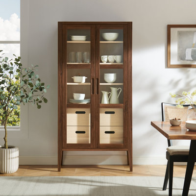 Nell 71" Glass Door Tall Display Storage Cabinet