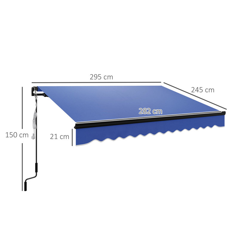 EvoNet 245cm W x 295cm D Polyester Cover Retractable Door / Window Awning