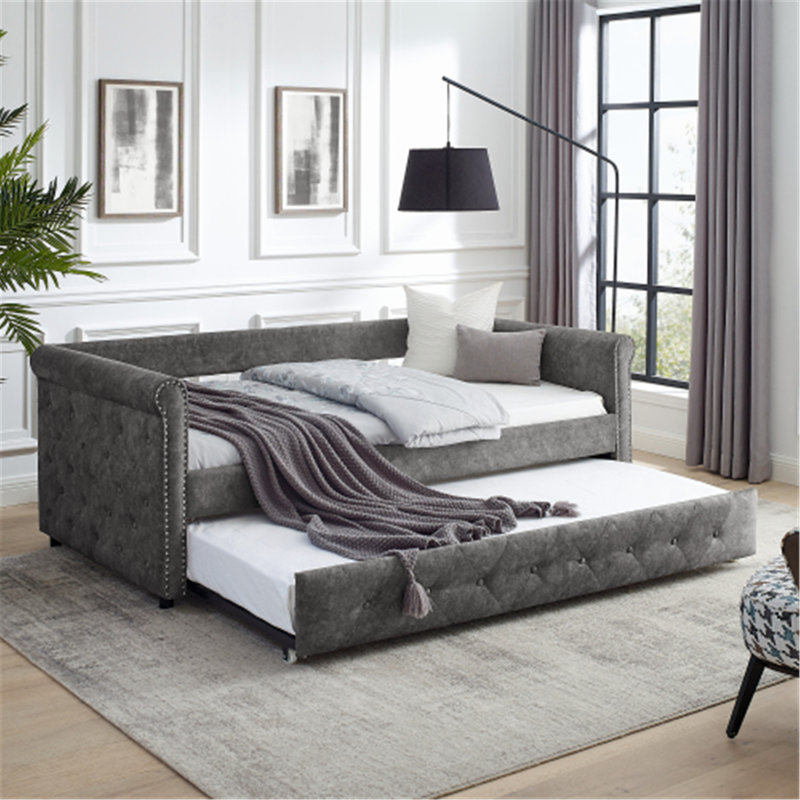 Canapé recouvert, 100 % polyester gris