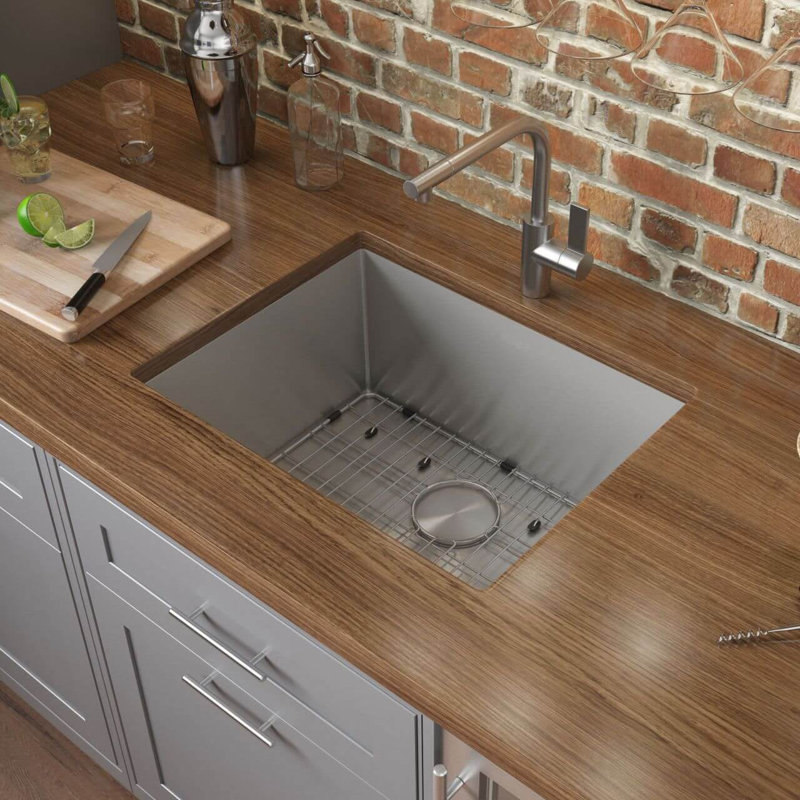 Ruvati Bar Prep Sink Narrow Trough Undermount 16 Gauge Stainless Steel Single Bowl, 18" L x 26" W