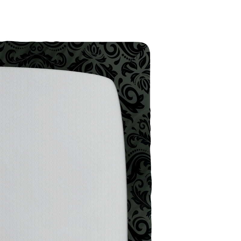 Drap-housse Ambesonne, paquet de 2, Drap-housse très grand californien, Noir / damas gris