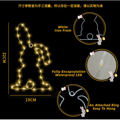 Easter Decoration LED Window Light Pack Of 2 Easter Bunny LED With Timer Battery Drive L-ED Easter Lighting Easter Decoration For Hanging Lights Easter