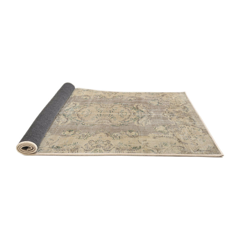 Tapis floral beige / brun / vert floral, Rond 8 pi