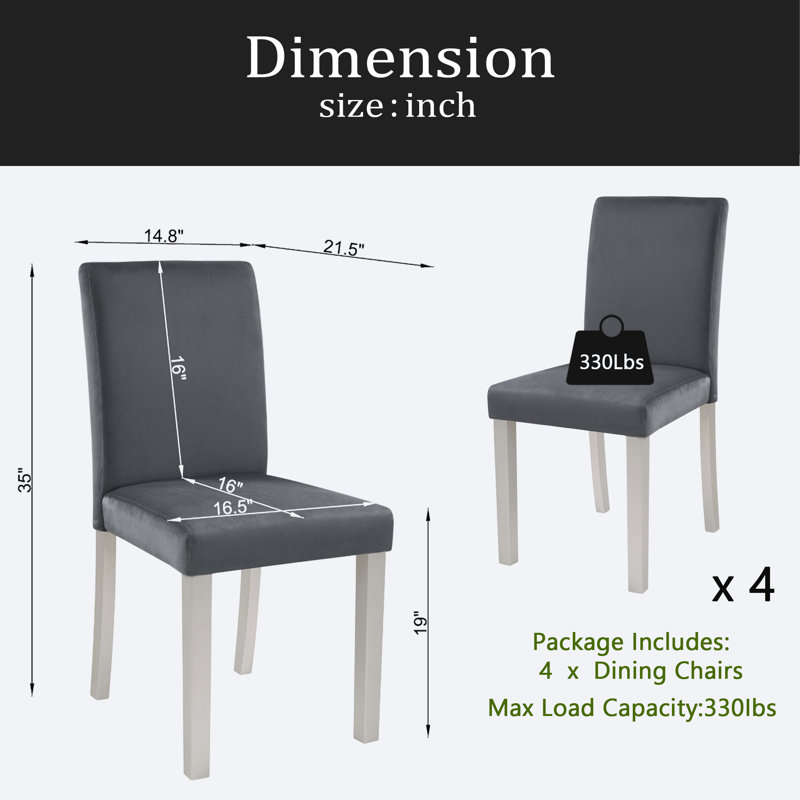 Ensemble de chaises de salle à manger pour 4 personnes, chaise de cuisine avec siège rembourré, chaise d'appoint pour salle à manger