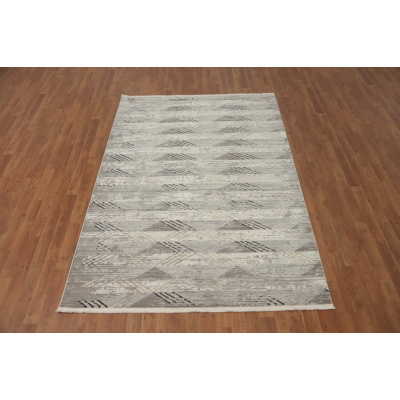 Tapis moderne délavé à motif géométrique 5 x 7