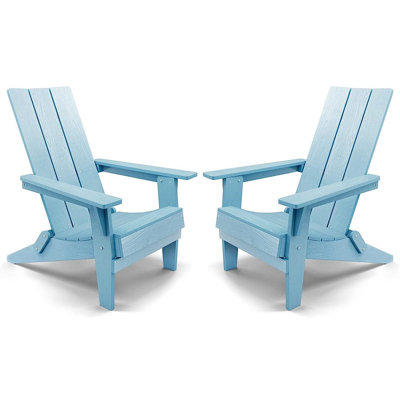 Ensemble de 2 chaises Adirondack surdimensionnées à dossier haut, chaises de patio en plastique texturé toutes saisons, mobilier d'extérieur résistant aux intempéries pour la pelouse
