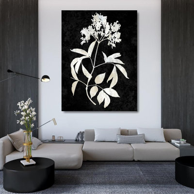 Red Barrel Studio® Carson, Danielle Gallery Wrapped Canvas Art Titled: Nature White on Black V DLC117866