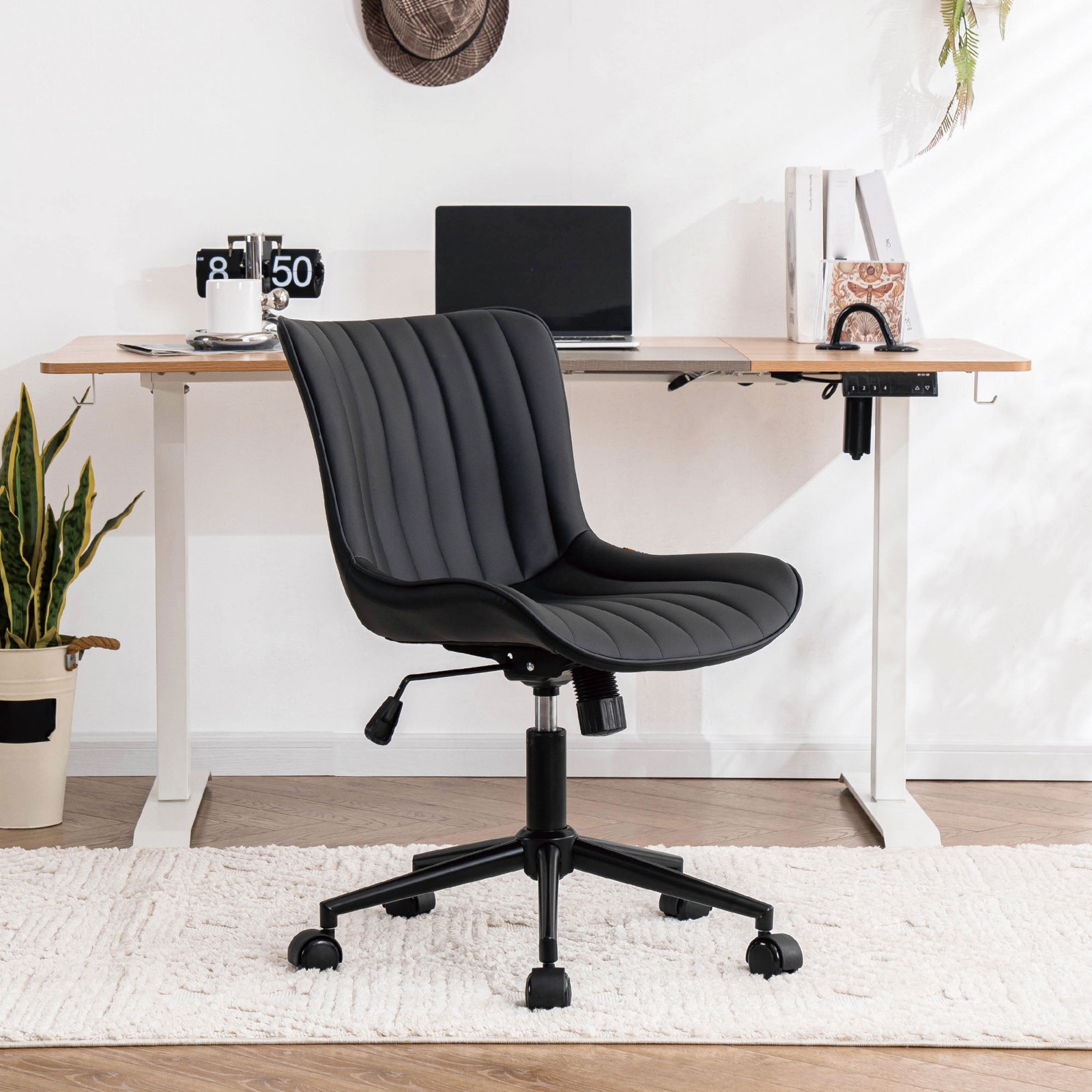 Brionni Leather Office Chair, Black Performance Faux Leather