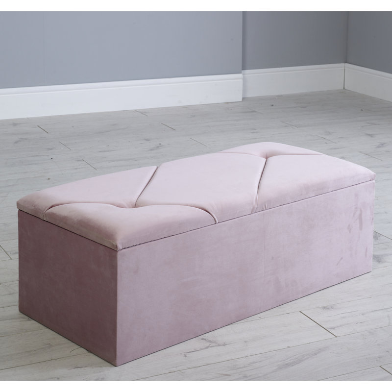 Pickerington 102cm Wide Velvet Tufted Rectangle Solid Colour Ottoman with Storage, Silver